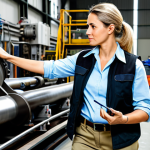 **

"A professional female engineer, fully clothed in appropriate work attire (khaki pants, steel-toed boots, safety vest, and a collared shirt), inspecting a complex piece of machinery in a bright, modern factory setting, safe for work, appropriate content, perfect anatomy, natural proportions, professional photography, well-formed hands, proper finger count, family-friendly, clean background, 8k resolution."

**