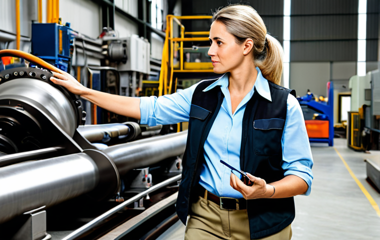 **

"A professional female engineer, fully clothed in appropriate work attire (khaki pants, steel-toed boots, safety vest, and a collared shirt), inspecting a complex piece of machinery in a bright, modern factory setting, safe for work, appropriate content, perfect anatomy, natural proportions, professional photography, well-formed hands, proper finger count, family-friendly, clean background, 8k resolution."

**